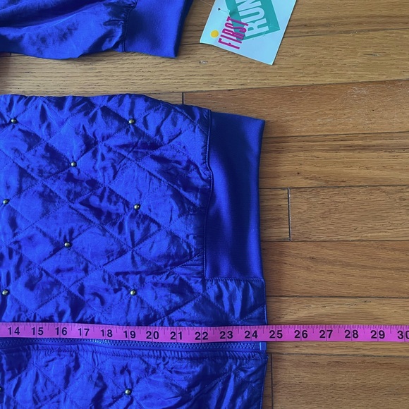 VTG NOS 90s First Run Quilted Jacket Studded Zip Indigo Track Bomber Deadstock - Picture 6 of 7